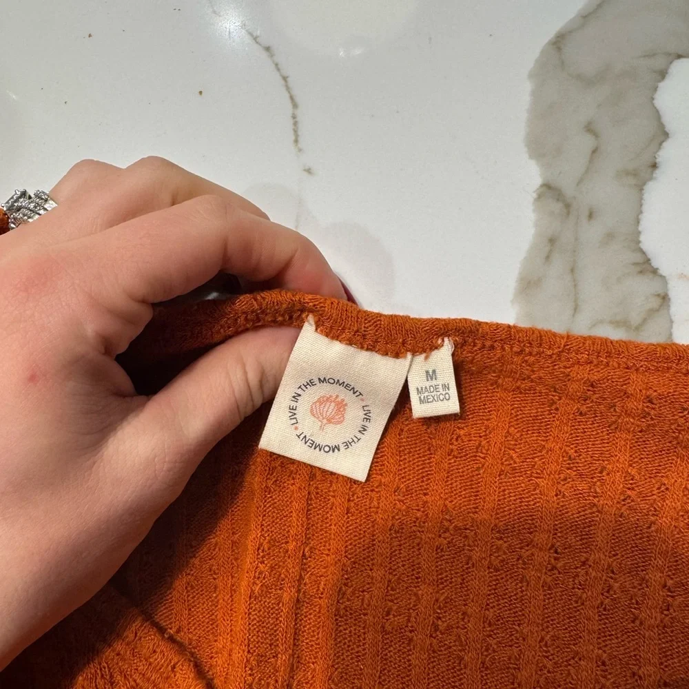 Rust Button-Up Ribbed Women's Top - Picture 3 of 3